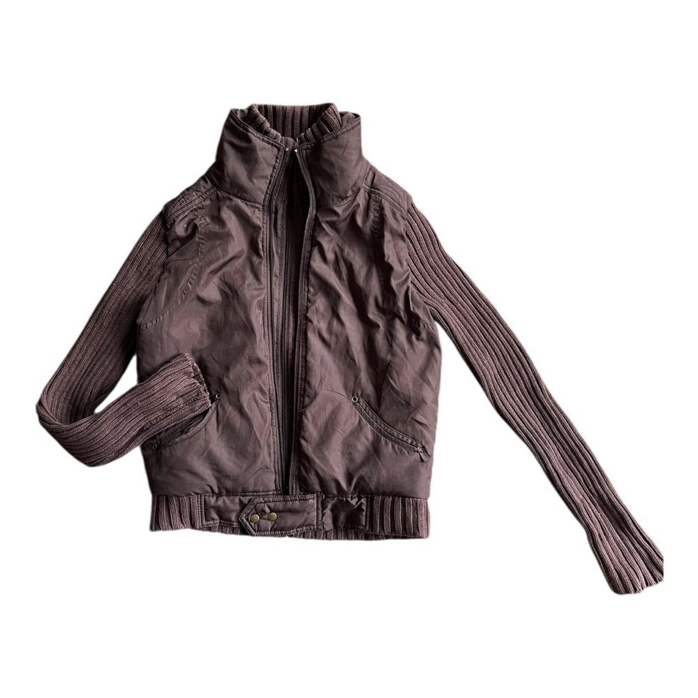 Twentyone y2k Brown Knit Collar Jacket